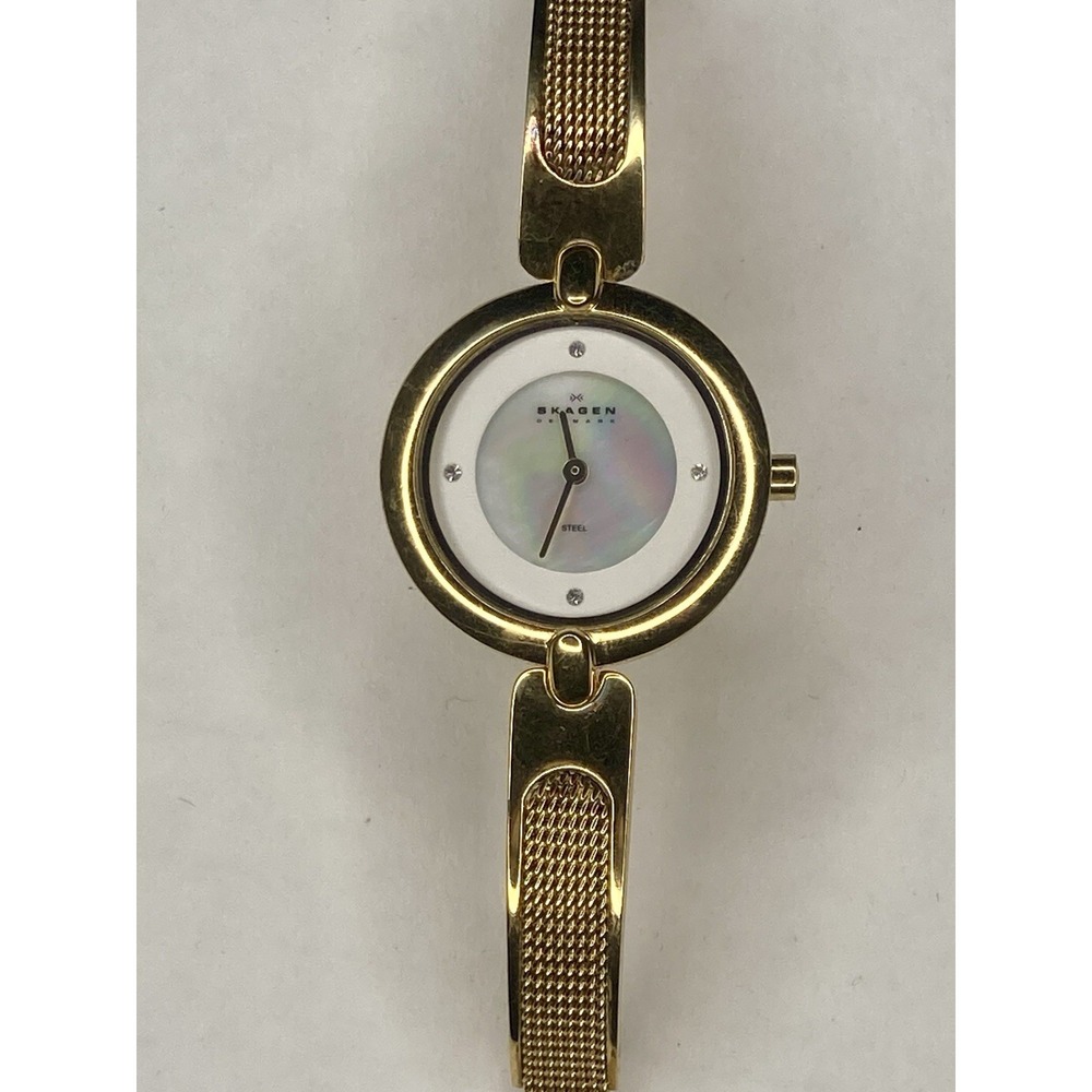 RARE! Skagen Denmark 354SGG Gold Tone Quartz Analog Ladies Watch TESTED